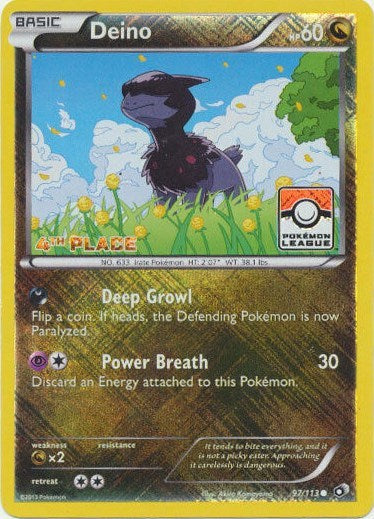 Deino 97 113 Pokemon League 4th Place - League & Championship Cards - #097/113