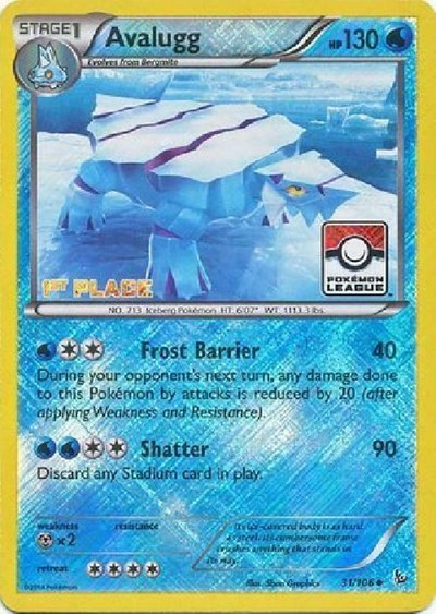 Avalugg 31 106 Pokemon League 1st Place - League & Championship Cards - #031/106