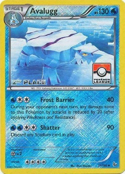 Avalugg 31 106 Pokemon League 2nd Place - League & Championship Cards - #031/106