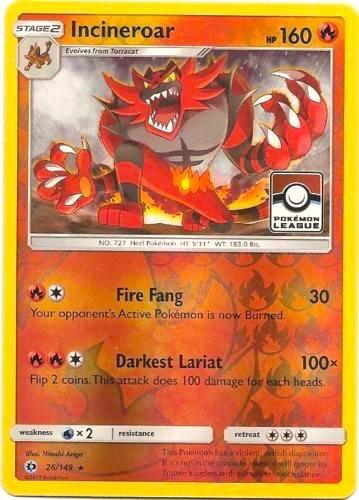 Incineroar 26 149 Pokemon League - League & Championship Cards - #026/149