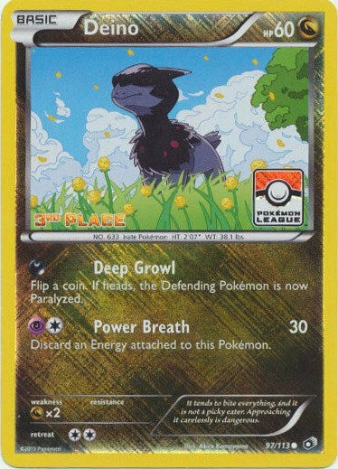 Deino 97 113 Pokemon League 3rd Place - League & Championship Cards - #097/113
