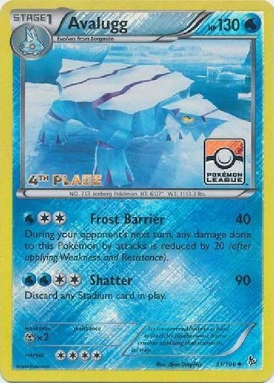 Avalugg 31 106 Pokemon League 4th Place - League & Championship Cards - #031/106