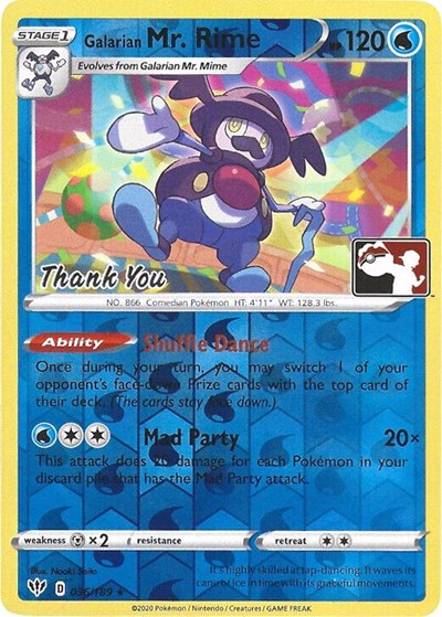 Galarian Mr Rime 036 189 Pokemon League Thank You - Miscellaneous Cards & Products - #036/189