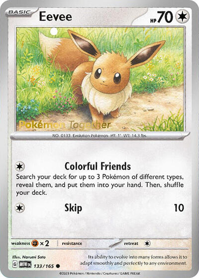 Eevee 133 165 Pokemon Together - Miscellaneous Cards & Products - #133/165